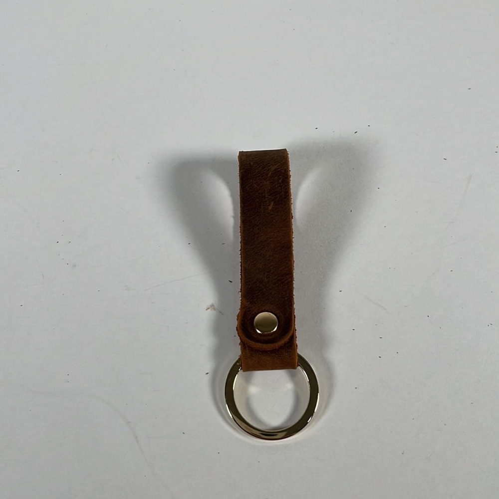 Keychain Genuine Leather Hand Made, Gold Metal Accessory